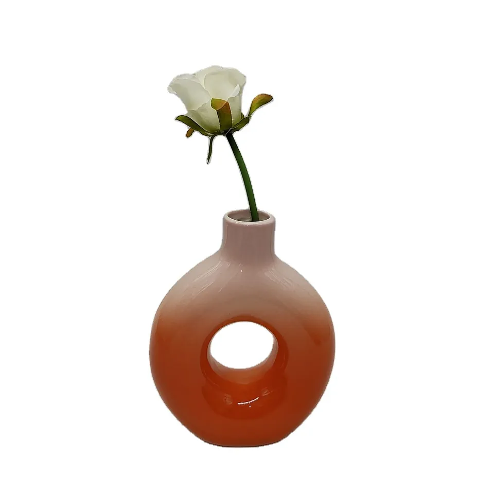 2023 tasarım yeni tatil hediye süsler basit ve lüks vazolar donut şekli çiçek düzenlemeleri vazolar