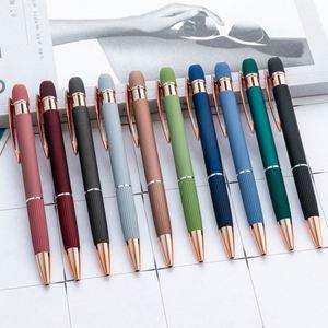 1.0Mm Glue-Spray Retractable Aluminum Custom Logo New Rose <b>Gold</b> Multi-Color Threaded Metal <b>Pen</b> - Product Image 1