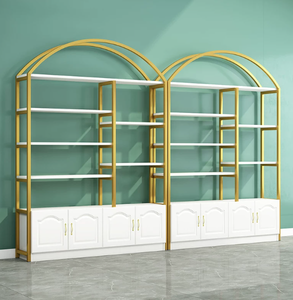 Promotion : Présentoir cosmétique doré pour salon et magasin, avec armoire intégrée, personnalisable (logo et dimensions) - Product Image 4