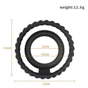 Erkekler için çift horoz halka su geçirmez silikon siyah titreşimli Penis halkası gecikme boşalma için seks oyuncakları erkek özellikleri - Product Image 4