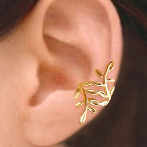 Orecchini a clip a forma di foglia da donna, lunghi, minimalisti, stile vintage forestale - Product Image 5