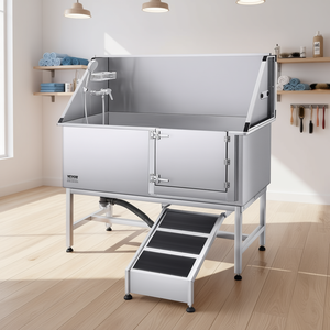 Bañera de acero inoxidable Vevor de 62 pulgadas para peluquería canina con rampa y filtro para limpieza y baño de perros - Product Image 2