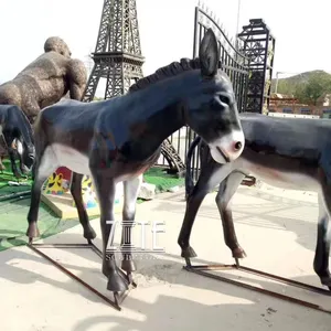 Lebensgroße Glasfaser-Tiers kulptur Harz Esel Statue für Garten dekoration