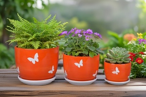 <span class=keywords><strong>Maceta</strong></span> de cerámica <span class=keywords><strong>roja</strong></span> esmaltada de arcilla, mini, económica, para flores y plantas - Product Image 2
