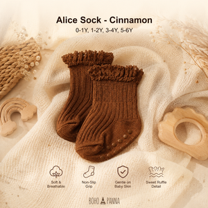 Soft cinnamon Alice <b>socks</b> offering breathable comfort lightweight feel and secure fit for growing kids during everyday adventure - Product Image 6