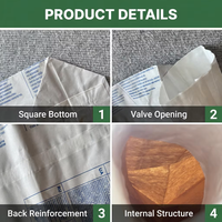 Sac en papier kraft multicouche avec valve, 25 kg, fond carré, qualité alimentaire, avec valve collée pour l'emballage de mélanges d'ingrédients et d'additifs alimentaires