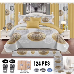 Ensemble de couvre-lit matelassé en polyester rose imprimé de haute qualité, 24 pièces, fournisseur de textiles de maison - Product Image 3