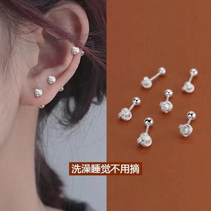 Pendientes con nudo Ruyi de plata 925 de 4 mm y 6 mm, diseño simple y elegante para mujer, uso diario - Product Image 1