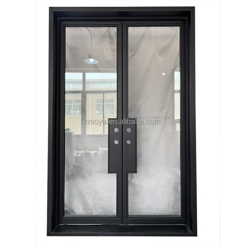 Iron Double Front Entry French Door Designs Wrought Iron French Glass Door Metal Double French Door For Home Office