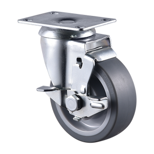 VIMA 4 Polegada <span class=keywords><strong>5</strong></span> Polegada Roda De Plástico Castor Cinza TPR PP Rodízio Rodas Do Carrinho De Compras Pesados Rodízios Giratórios com Freio - Product Image 5