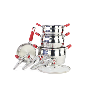 Youaxa — ensemble d'ustensiles <span class=keywords><strong>de</strong></span> cuisine en acier inoxydable, antiadhésif, poignée rouge, casseroles et poêles, vente en gros - Product Image 2