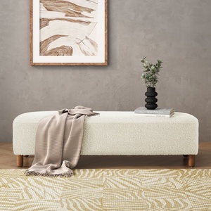 Pouf ottomano bianco, comodo e morbido, panca imbottita per soggiorno e camera da letto - Product Image 1