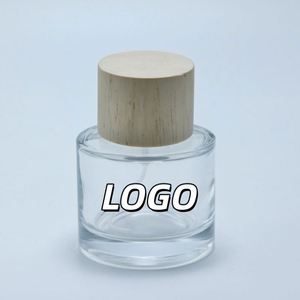 Botellas de Perfume de Aromaterapia de Vidrio de Lujo con Iconos Personalizados, 50ml/100ml, Tapas de Madera, Serigrafía, Estampado en Oro, Caja con Logotipo Personalizado, OEM - Product Image 1