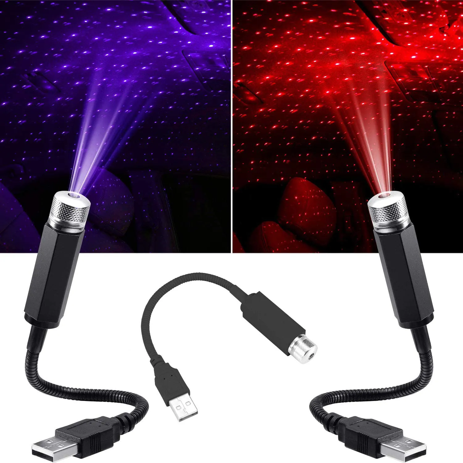 Máy Chiếu Neon Tạo Không Khí, Đèn Trần Xe Hơi Đèn Nội Thất Neon Tạo Hình Ngôi Sao Cổng USB Phổ Biến