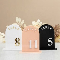 Arche transparente signe acrylique numéros de Table de mariage affichage acrylique personnalisé blanc arqué dessus rond acrylique porte-numéros de Table