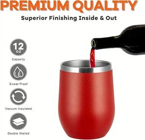 Gobelet isotherme personnalisé en acier inoxydable à double paroi de 12 oz, sans pied, en forme d'œuf, avec couvercles - Product Image 3