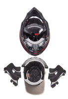 Casque de moto ABS unisexe certifié DOT ECE double lentille doublure détachable accessoires casque de moto tout-terrain rouge