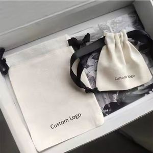 High Quality Eco Muslin Cotton Jewelry Packaging Pouch Customized Organic Cotton Linen Drawstring <b>Bag</b> - Product Image 1