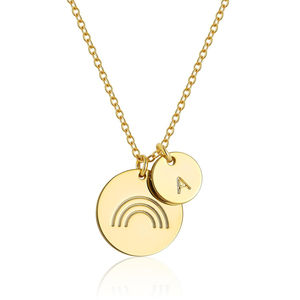 Offre Spéciale chaîne en acier inoxydable sans décoloration collier Unique or argent arc-en-ciel motif 26 lettres collier cadeaux <span class=keywords><strong>pour</strong></span> <span class=keywords><strong>les</strong></span> femmes - Product Image 1