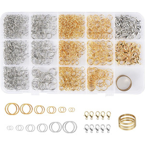 Kit de joyería DIY: Anillos abiertos de aleación, cierres de langosta para hacer pulseras, juego de accesorios redondos - Product Image 5