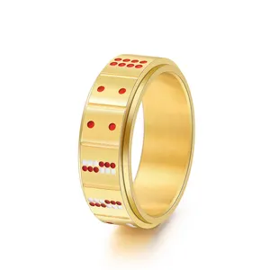 Anello in acciaio inossidabile da 8mm argento nero oro carta da gioco Pai bracciale anello girevole in acciaio inossidabile anello da dito 557