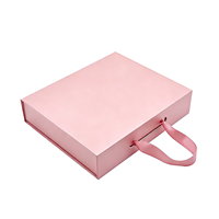 Caja de Regalo Plegable Magnética Rosa Personalizada con Forro de Esponja, Ecológica, con Asa de Cinta, Impresión a Color para Ropa, Embalaje Rígido Plegable