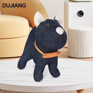 Juguete de Peluche para Perro Dujiang Denim Hecho a Mano con Collar de Cuero Azul Oscuro para Decoración del Hogar Edades 14+ Licencia de Marca Privada - Product Image 3