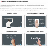 Tableau blanc électronique LCD 4K haute définition Android 14 de 65/75/85 pouces avec support, stylet interactif et fonction tactile pour doigts, compatible OEM