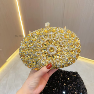 New Cross-border Polyester Women's European-American Retro Handbag Diamond-encrusted <b>Small</b> Clutch Crossbody Evening <b>Bag</b> Tanjing - Product Image 6