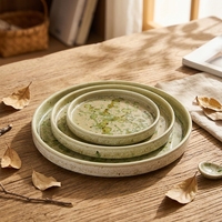 Service de table en céramique et porcelaine texturée craquelée teintée ST – Assiettes creuses et bols – Fournitures hôtelières et banquet – Anti-rayures et résistant au four