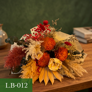 ช่อดอกไม้แห้งผสมสไตล์ชนบทโบโฮ สีส้มเหลืองแดง แห้งตามธรรมชาติ ติดทนนาน LB-012 - Product Image 4