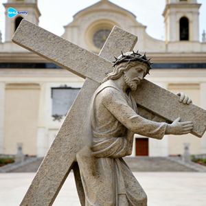 Estatua de Jesús con Cruz de Mármol de Tamaño Real, Escultura Cristiana Católica Famosa para Jardín y Parque, Uso en Exteriores - Product Image 6