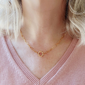 Collar de Acero Inoxidable 316L con Baño de Oro PVD de 14k/18k, Resistente al Agua y al Deslustre, con Colgante Tipo Clip para Mujer - Product Image 4