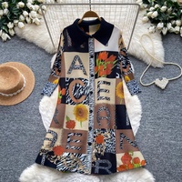 Robes Amincissantes pour Femmes 2026 – Robe Chemise Florale à Manches Longues Coupe Trapèze Imprimée Tendance Décontractée pour Femme
