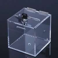 Boîte en acrylique 3 mm sécurisée, cristalline, écologique, avec fente d'entrée supérieure et verrouillage, haute transparence, pour dons, vente au détail et urnes de vote