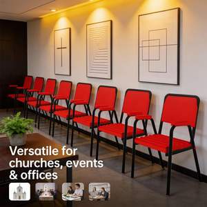 كراسي كنيسة فاخرة من الألومنيوم خفيفة الوزن مع وسائد ومسند للذراعين، كراسي عصرية للمأدبات والمناسبات بالجملة للمشاريع - Product Image 1