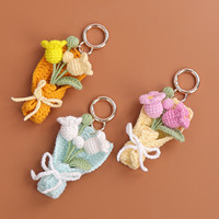 Gehäkelter Maiglöckchen-Schlüsselanhänger, handgemachter Blumenstrauß, Großhandel Schlüsselring, Taschenanhänger