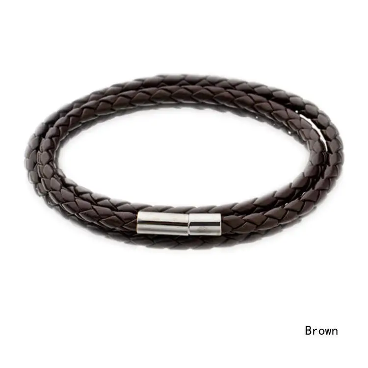 Pulseira trançada multicamadas, bracelete de WJ-10117 com berloque, corda de couro, pulseira magnética, 2020