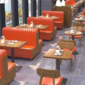 Factory Price Luxury Restaurant <strong>Wood</strong> <strong>Tables</strong> and Chairs Half <strong>Round</strong> Orange Restaurant Booth Seating Restaurant <strong>Sets</strong> for Fast Food