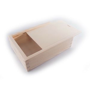 Wooden Unfinished Storage Box with Slide Top