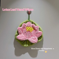 Serviette de toilette en polaire corail à motif végétal feuille de lotus et fleur, style suspendu, absorbante, pour cuisine et salle de bain, usage domestique