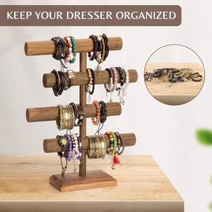 Wooden jewelry display rack, bracelet and bangle hanging rack, vintage patina decorative solid wood jewelry <b>shelf</b> - Product Image 2