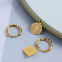 Anting-anting wanita model koin mawar, vintage, anti air, baja tahan karat, klasik, berlapis emas PVD 14k 18k, perhiasan wanita modis