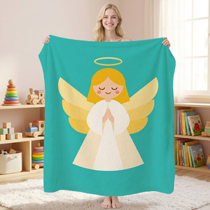 Cartoon Angel Print Plush Throw <b>Blanket</b> Rectangular Soft Eco-Friendly Home Decor Four Seasons Use Machine Washable - Product Image 1