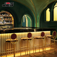 Tabouret haut de bar J2S, design moderne et luxueux, en acier inoxydable doré, siège en velours, design écologique, pour discothèque, salon VIP