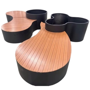Jardinières de fleurs en acier irrégulier à l'<span class=keywords><strong>intérieur</strong></span> avec décor de salle de banc en bois grands pots de plantes en métal - Product Image 1