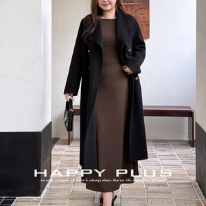 Abrigo de Lana de Doble Cara para Mujer Runqi, Corte Holgado, Botones Dorados, Cálido, Hombros Rectos, Tallas Grandes - Product Image 2