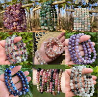 Bracelet en perles de pierre naturelle authentique de 6 mm 8 mm, qualité AAA, extensible, réglable, pierre précieuse porte-bonheur pour femmes et hommes
