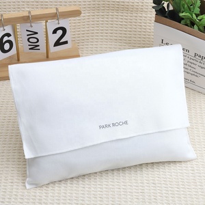 Promotion White Cotton Twill <strong>Envelope</strong> Pouch for Wallet Custom Logo Printed Cotton Gift Belt Hat Hair Wig Packing Dust Bag - Product Image 1