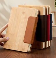 Cahier d'affaires en bois de bambou de qualité supérieure personnalisé gravé bureau bloc-notes Luxe couverture en tissu fermeture magnétique fil cousu thermique
